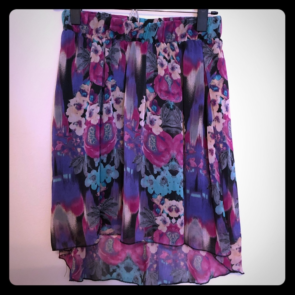 Floral high low skirt